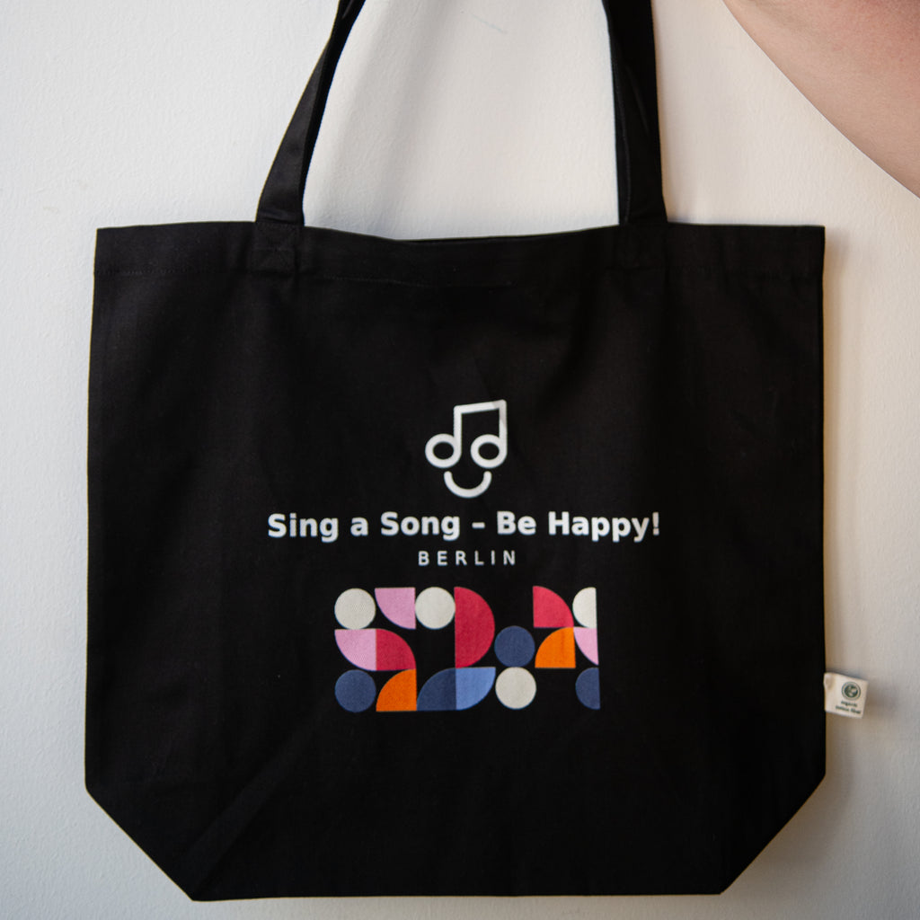 Sing a Song – Be Happy! Stoffbeutel Schwarz