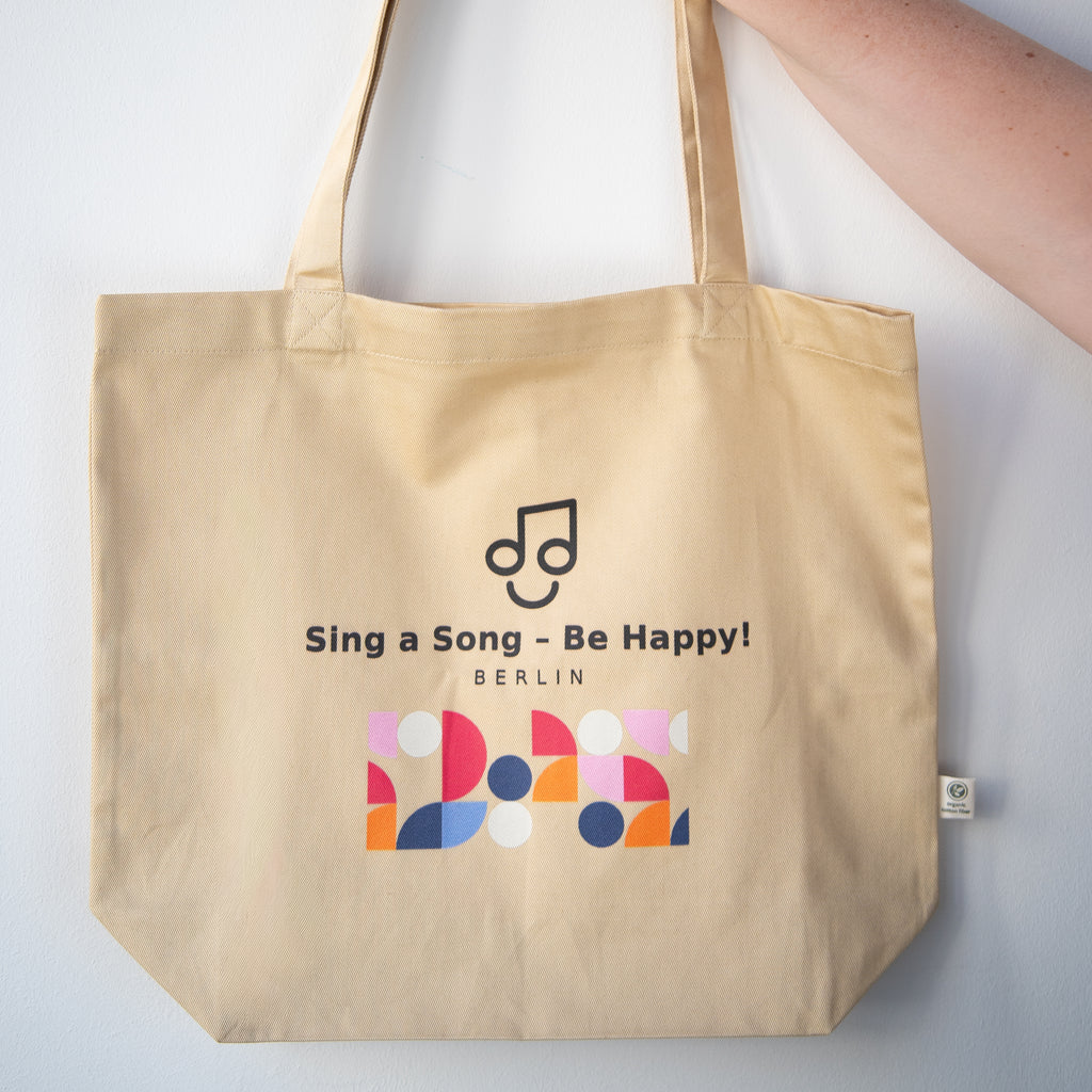 Sing a Song – Be Happy! Stoffbeutel Beige