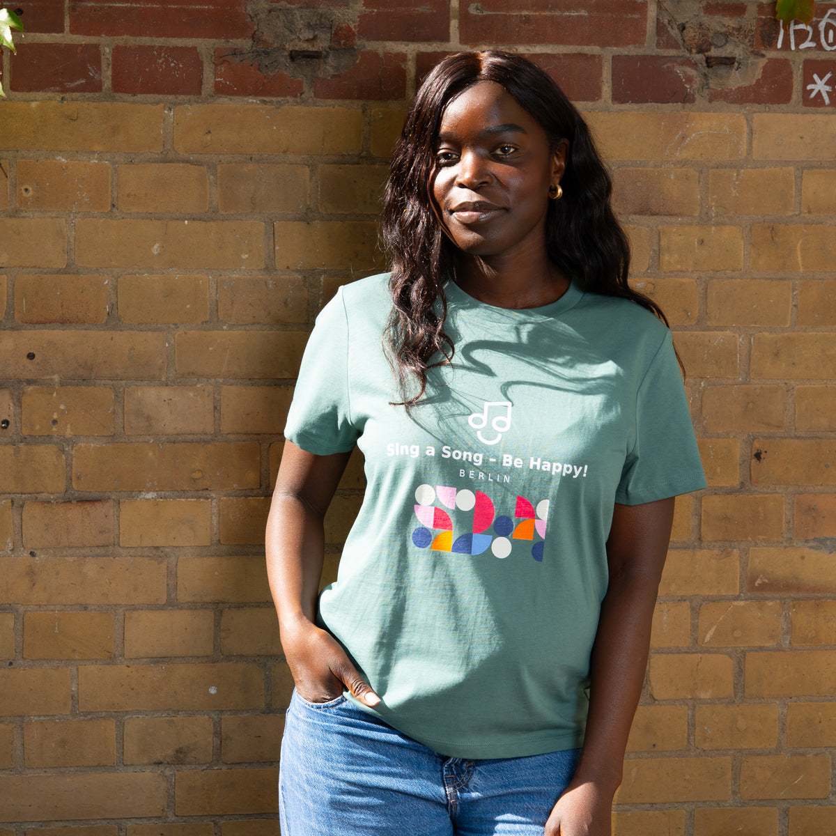 Sing a Song – Be Happy! T-Shirt Damen Grün