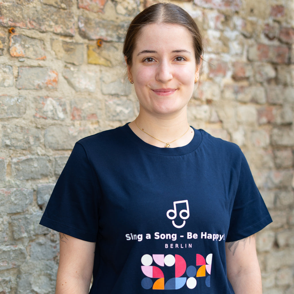 Sing a Song – Be Happy! T-Shirt Damen Navy