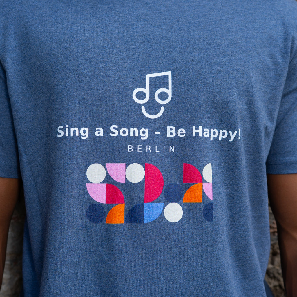 Sing a Song – Be Happy! T-Shirt Unisex Oversized Grau meliert