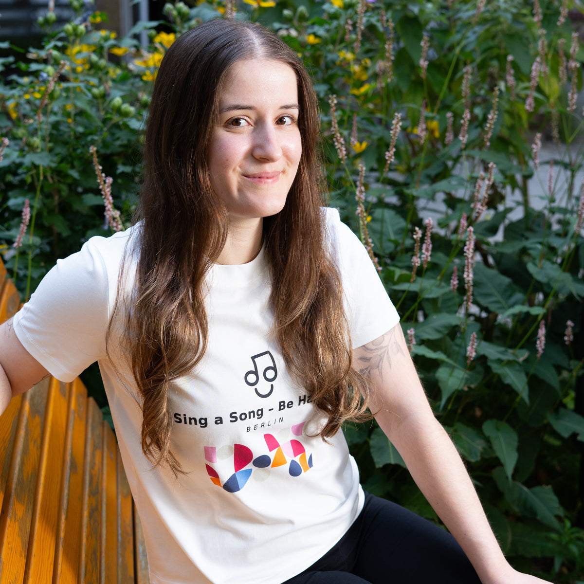 Sing a Song – Be Happy! T-Shirt Damen Weiß