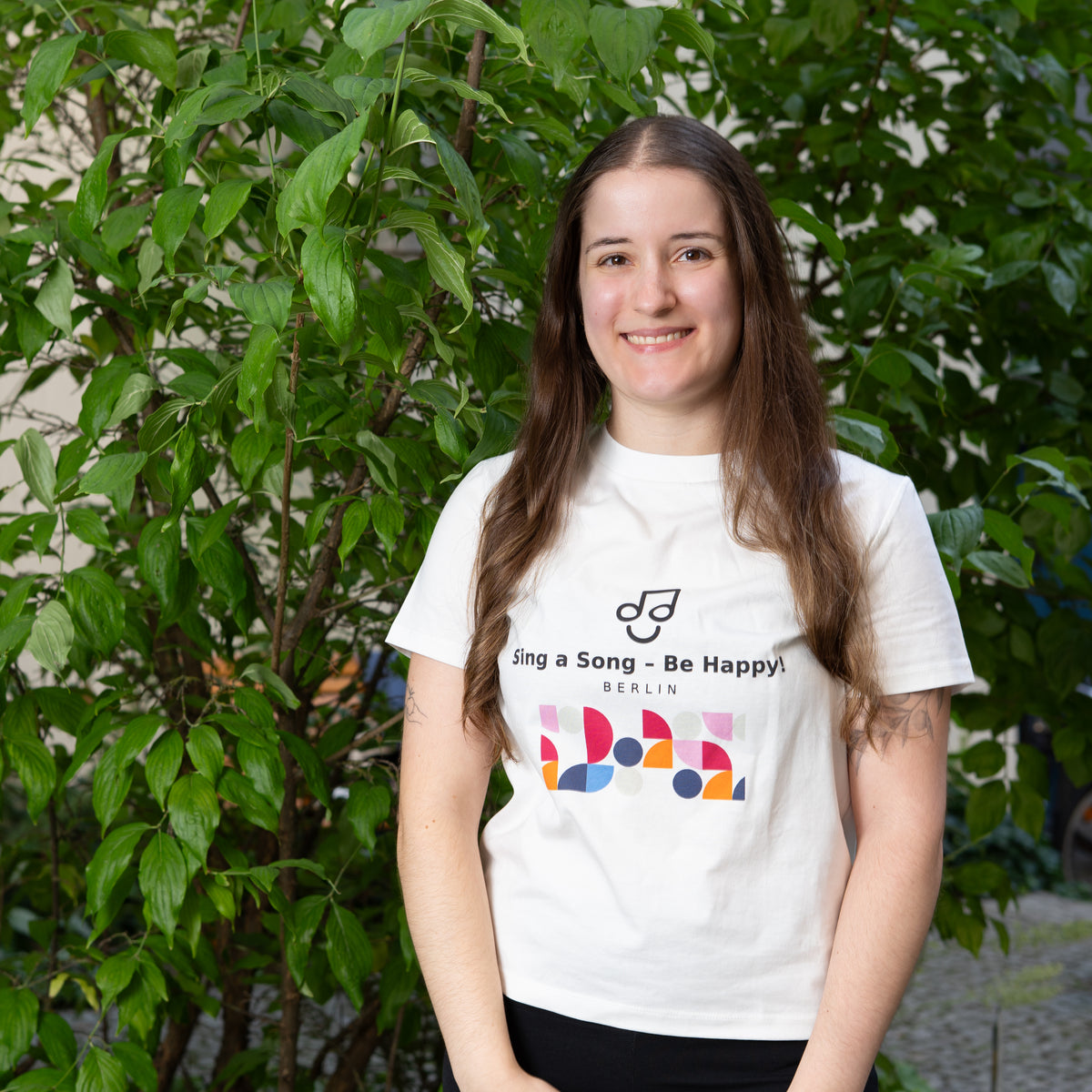 Sing a Song – Be Happy! T-Shirt Damen Weiß