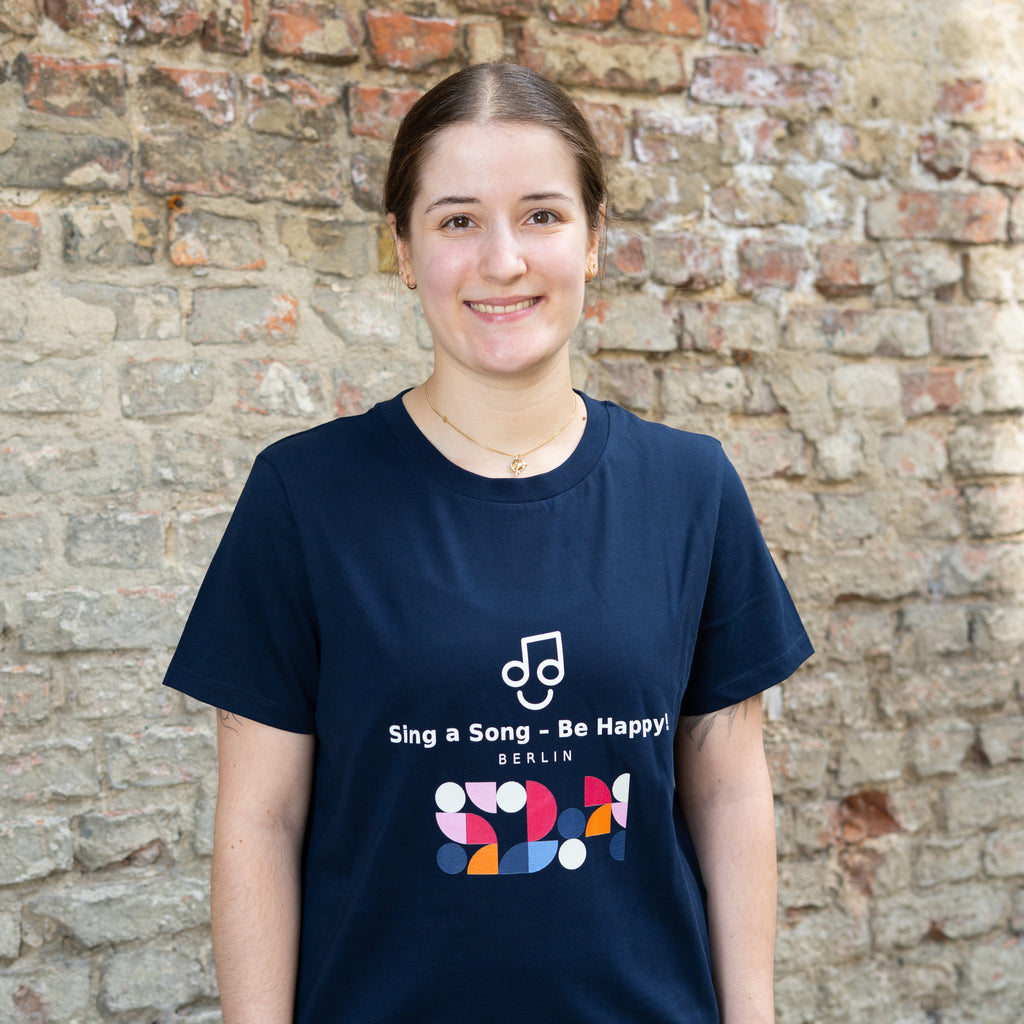 Sing a Song – Be Happy! T-Shirt Damen Navy