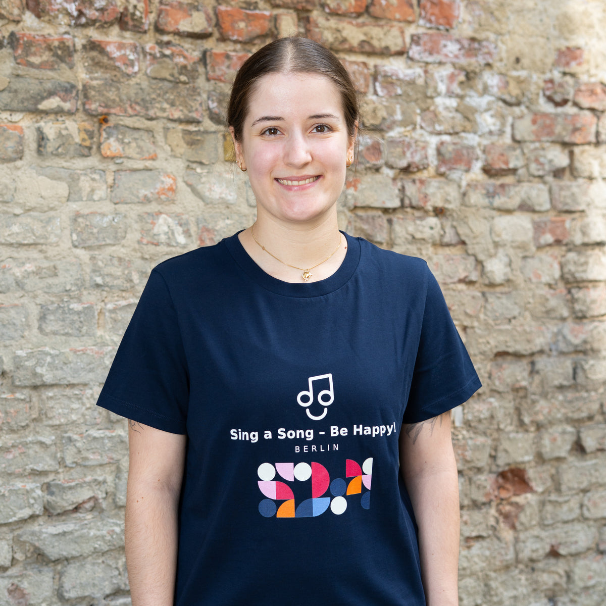 Sing a Song – Be Happy! T-Shirt Damen Navy