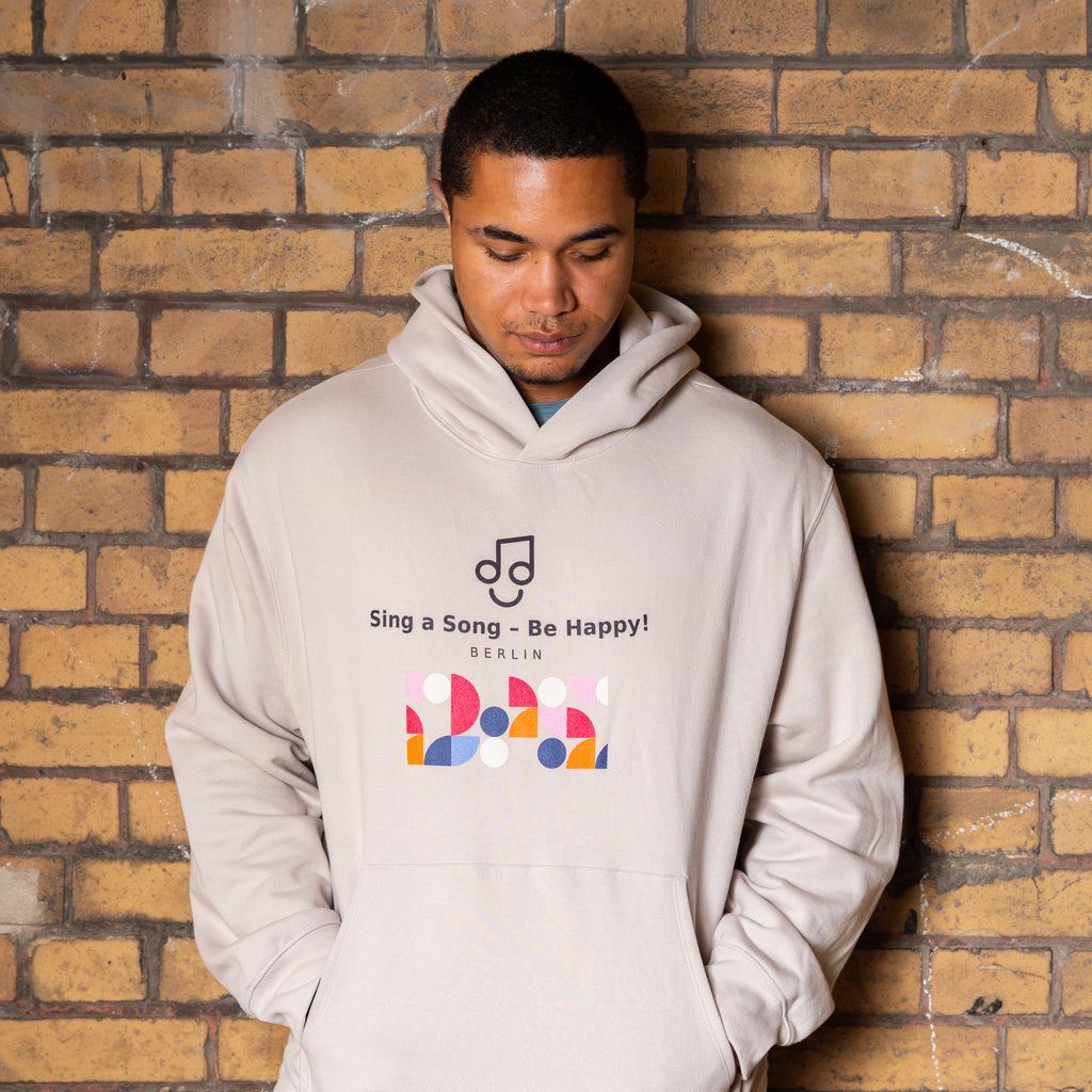 Sing a Song – Be Happy! Hoodie Unisex Oversized Beige