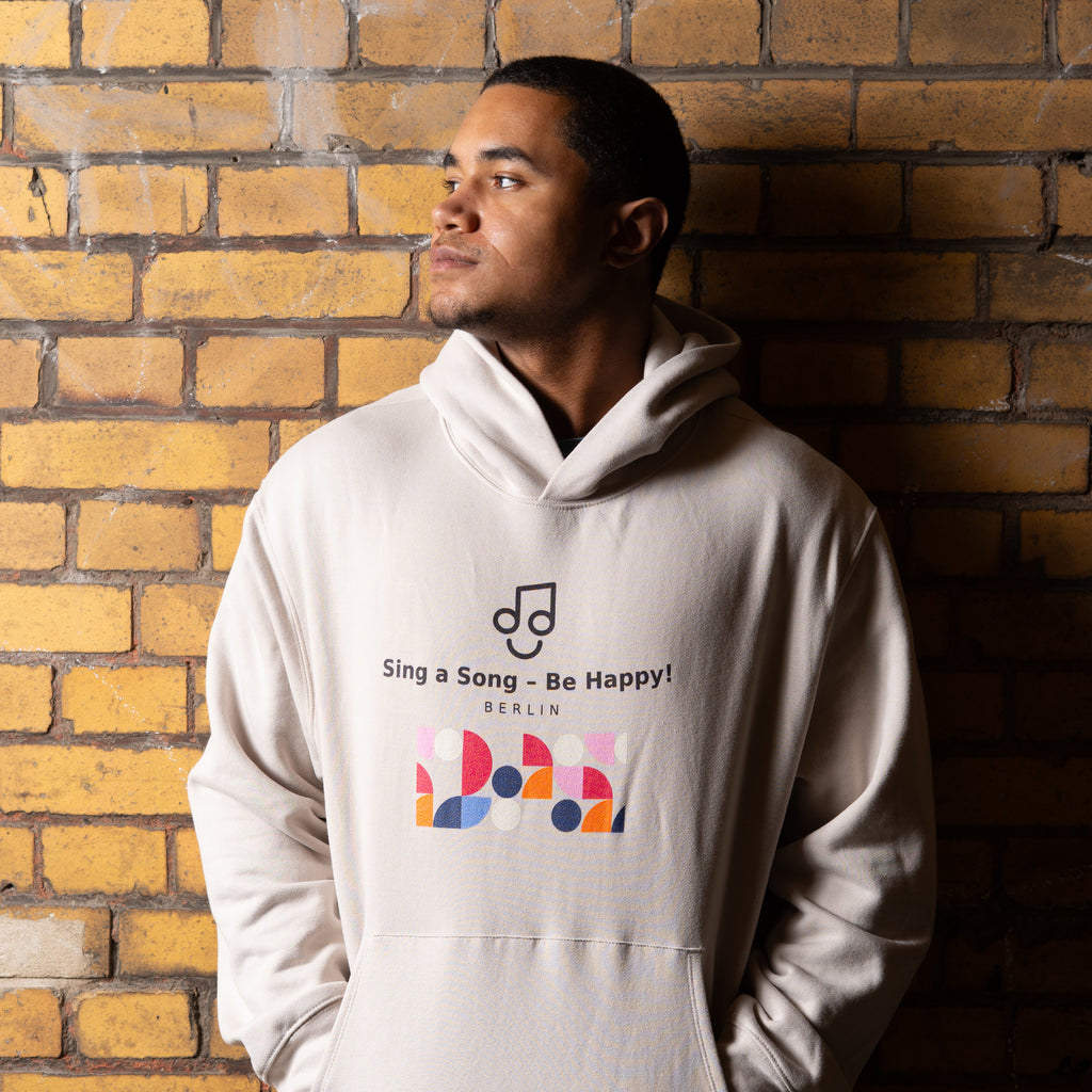 Sing a Song – Be Happy! Hoodie Unisex Oversized Beige