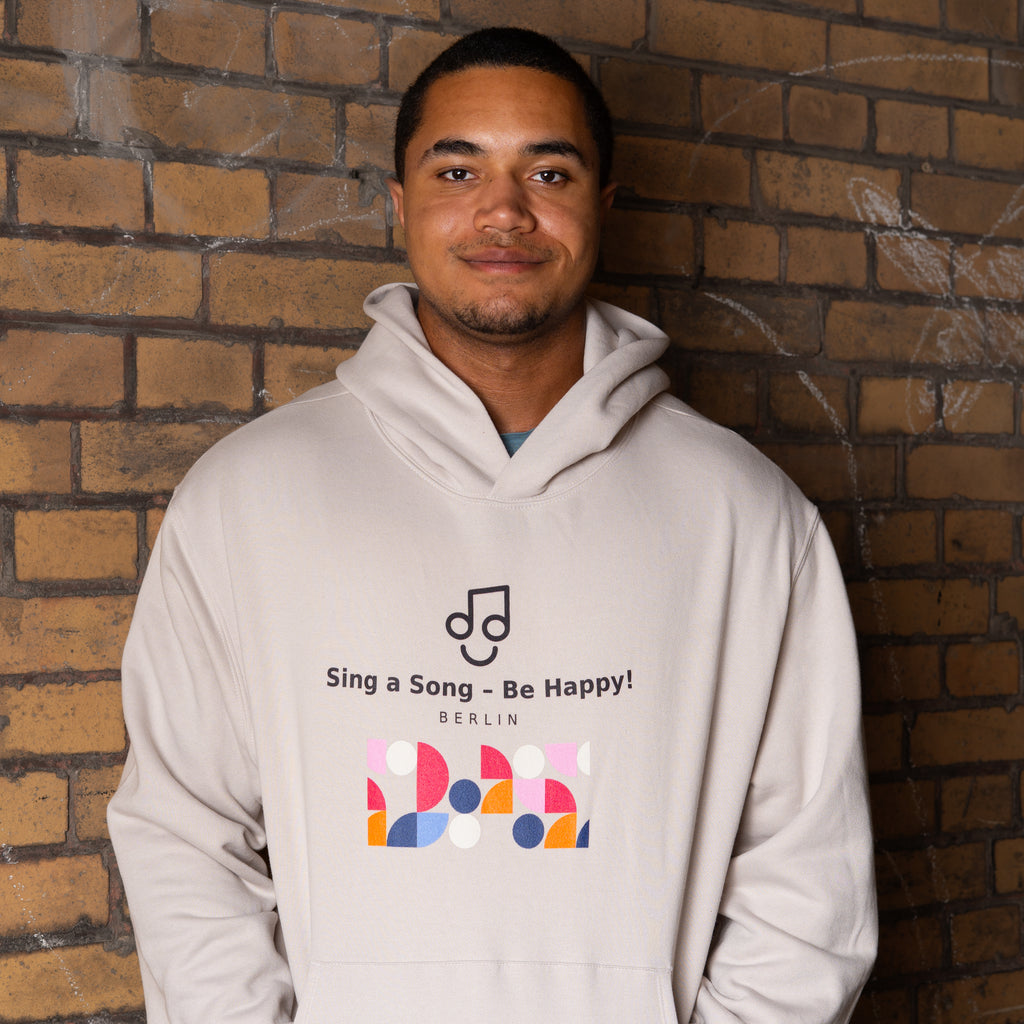 Sing a Song – Be Happy! Hoodie Unisex Oversized Beige